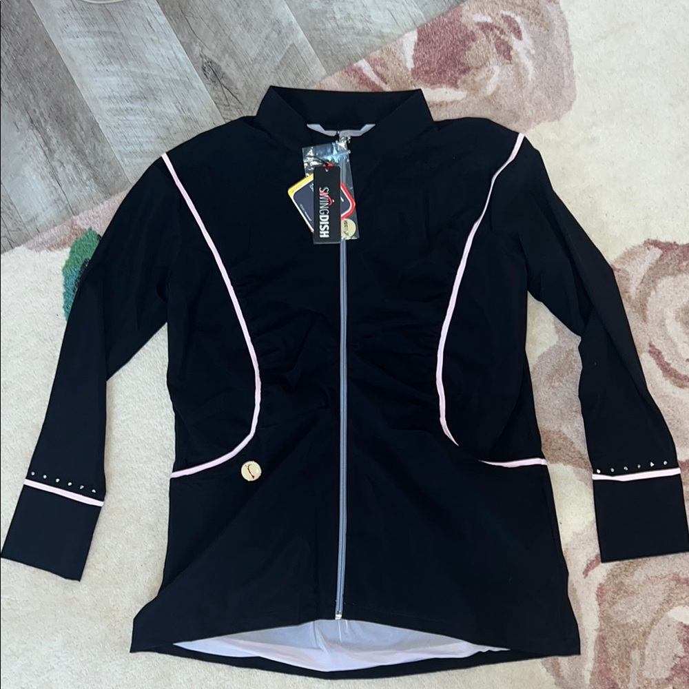 NEW SwingDish x Swarovski Crystals Black and Pink Golf Jacket